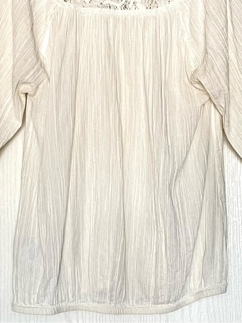 Ricki’s White Lace Boho Blouse Peasant Gauze Top Size 0 Cottagecore Romantic - Picture 9 of 16